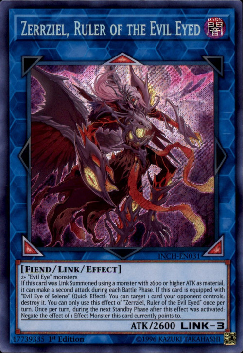 evil eye yugioh cards Yu-Gi-Oh! - Repose - INCH-EN036 - Secret Rare - 1st Edition may be 1st or Unlimited Edition Yu-Gi-Oh! - Zerrziel, Ruler of