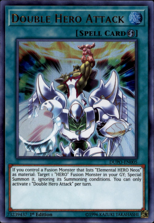 yugioh cards that double attack points Yu-Gi-Oh! - Two-Pronged (SDY-028) - Starter Deck Yugi - Unlimited Edition destroy it Double Hero Attack - Duel