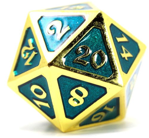 DHD Dire D20 Die: Mythica Platinum Aquamarine