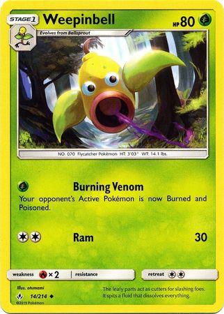 Pokemon Trading Card Game Sun Moon Unbroken Bonds Single Card Uncommon  Weepinbell 14 - ToyWiz
