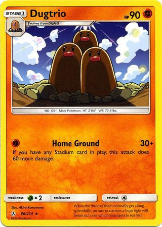 2016 dugtrio pokemon card value Pokemon Trading Card Game Sun Moon Unbroken Bonds Single Card Rare Dugtrio  86
