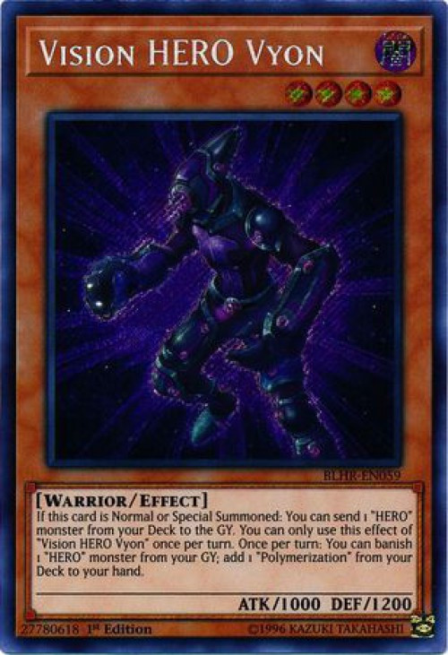 vision hero deck yugioh Battles of Legend Heros Revenge Single Card Secret Rare Vyon BLHR-EN059 up Continuous Trap Vision HERO ft. Masked HERO