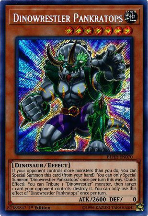 Dinowrestler Pankratops – BLHR-EN070 – Secret Rare 1st Edition – Yugioh TCG, Near Mint