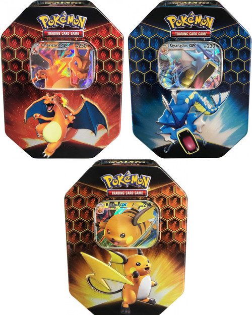Gyarados Pokemon Hidden Fates GX Collection Box Charizard Lot of 3 Raichu 