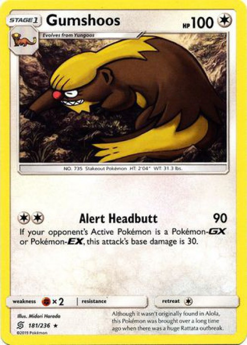 Pokemon Trading Card Game Sun Moon Unified Minds Single Card Rare Gumshoos  181 - ToyWiz