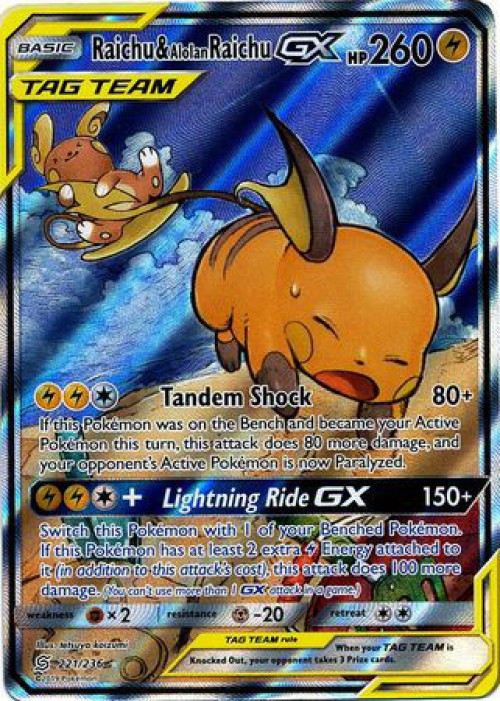 Pokemon Trading Card Game Sun Moon Unified Minds Single Card Ultra Rare  Raichu Alolan Raichu GX 221 - ToyWiz
