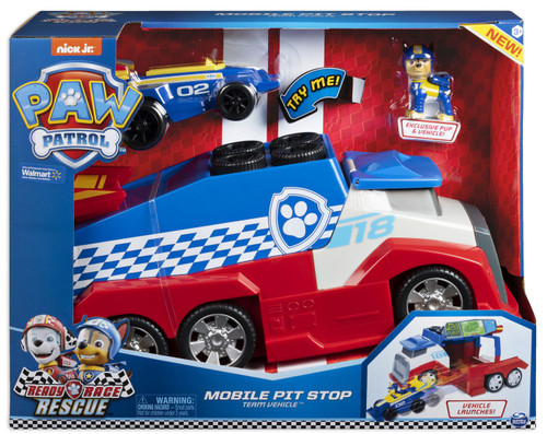 paw patrol ready race rescue mobile pit stop team vehicle with sounds