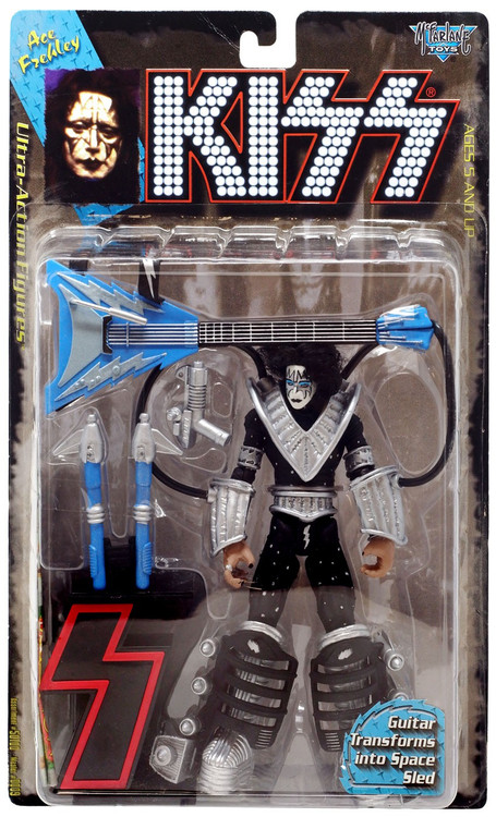 特撮 1997 - McFarlane - KISS - Ace Frehley : Space Ace - Ultra Action Figure - 7 Inches - With Guitar Transforms to Space Sled &amp; Letter S - McFarlane Toys KISS Ultra Ace Frehley 7 Action Figure Loose