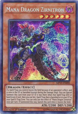 YuGiOh 2019 Gold Sarcophagus Tin Mega Pack Single Card Prismatic Secret  Rare Mana Dragon Zirnitron MP19-EN090 - ToyWiz