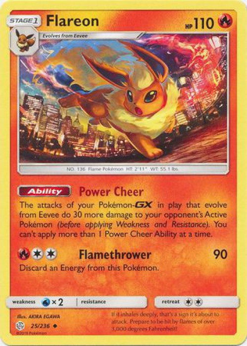Pokemon Trading Card Game Sun Moon Cosmic Eclipse Single Card Uncommon  Flareon 25 - ToyWiz