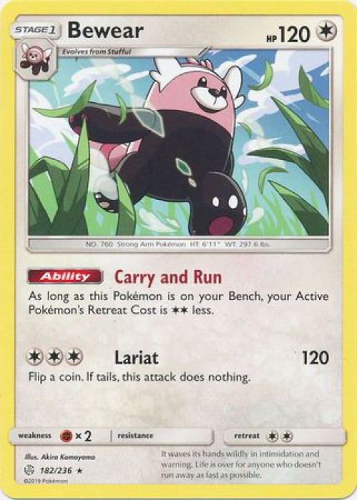 bewear pokemon card price - 112/149 - Sun & Moon Pokmon Hit Points130 HP Form Bewear 150 SWSH02 Rebel Clash