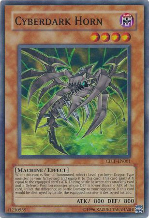 YuGiOh GX Trading Card Game Cyberdark Impact Super Rare Cyberdark Horn  CDIP-EN001