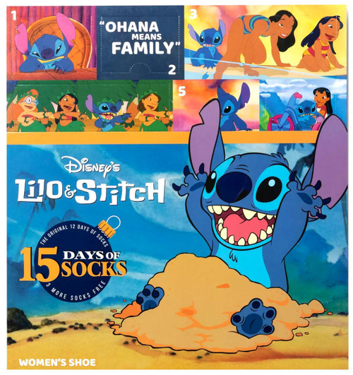 12 Days of Socks Disney Lilo Stitch Womens Disney Lilo Stitch 15-Pack Shoe Size 4 - 10 HYP - ToyWiz 12-days-of-socks-disney-lilo-stitch-womens-disney-lilo-stitch-15-pack-shoe-size-4-10-hyp-toywiz
