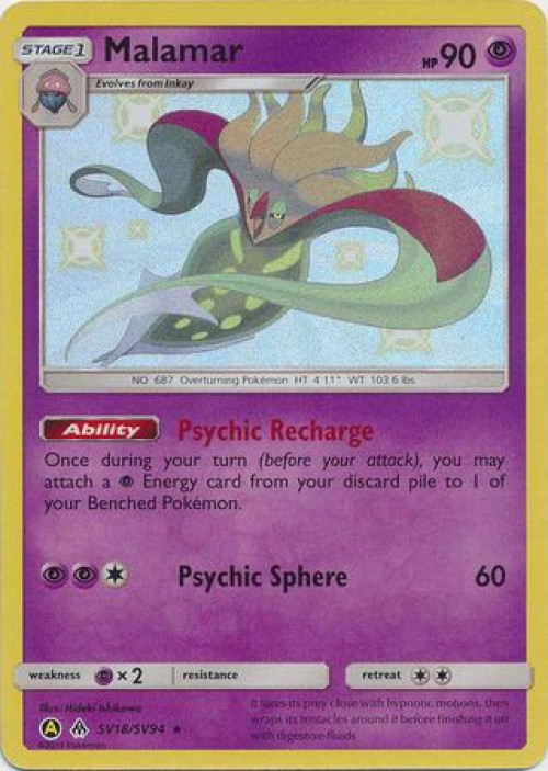 Pokemon Trading Card Game Hidden Fates Single Card Shiny Rare Malamar SV18  - ToyWiz