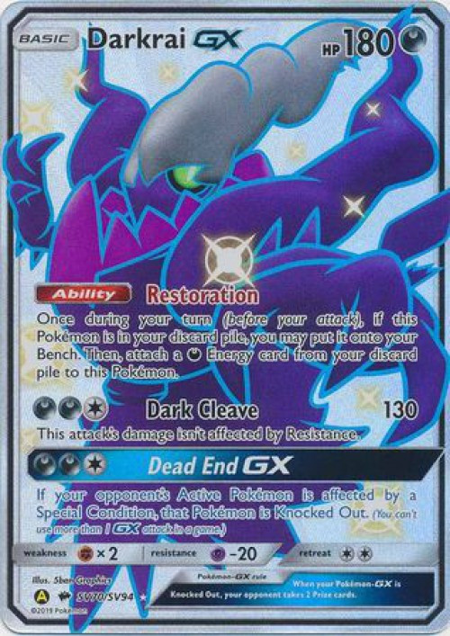 Pokemon Trading Card Game Hidden Fates Single Card Ultra Rare Darkrai GX  SV70 - ToyWiz