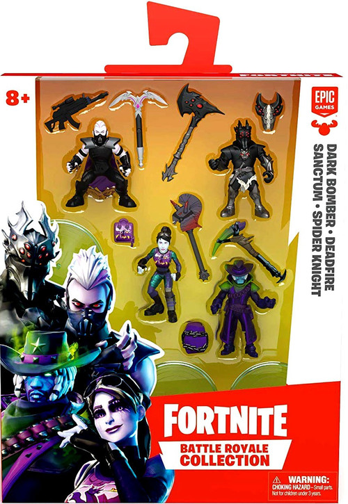 Fortnite Battle Royale Collection Dark Bomber Deadfire Sanctum Spider Knight 2 Mini Figure 4 Pack Moose Toys Toywiz - fortnite royale bomber roblox