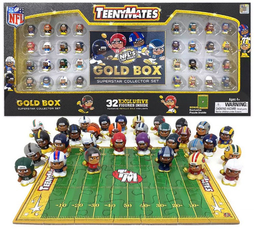 DSN TeenyMates 2021 Football Gold Box 32 Piece Mini Figure Superstar Collector Set