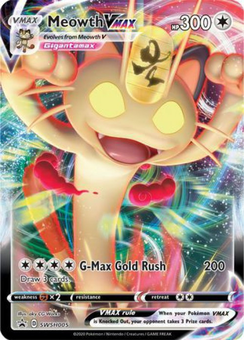 Pokemon Trading Card Game Sword Shield Promo Single Card Meowth VMAX SWSH005 Lightly Played - ToyWiz Pokemon Trading Card Game Sword Shield Promo Single Card Meowth VMAX SWSH005 Lightly Played - ToyWiz