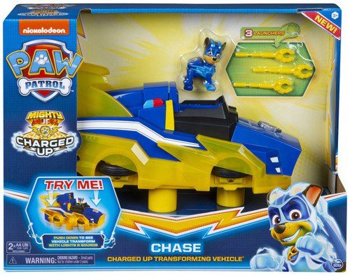 Paw Patrol Mighty Pups Charged Up Chase Charged Up Transforming Vehicle Spin Master Toywiz - paw patrol roblox games