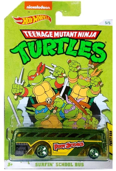 Hot Wheels Teenage Mutant Ninja Turtles Surfin School Bus 164