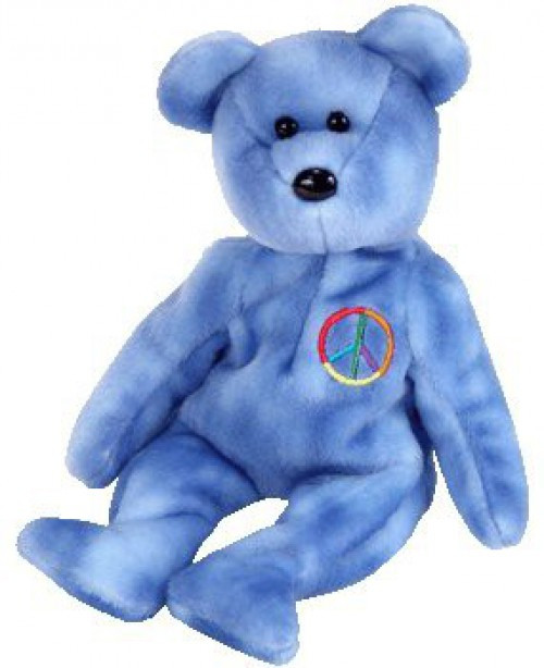 Beanie Babies Peace the Blue Bear Beanie Baby Plush Ty ToyWiz