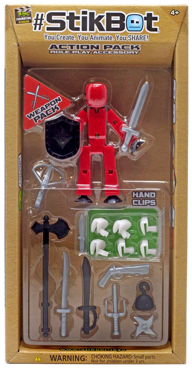 Stikbot Action Pack Series 1 Weapon Pack Red with Black Shield