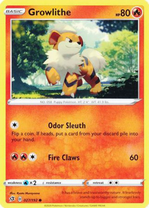 Pokemon Trading Card Game Sword Shield Rebel Clash Single Card Common Growlithe 27 - ToyWiz Pokemon Trading Card Game Sword Shield Rebel Clash Single Card Common Growlithe 27 - ToyWiz