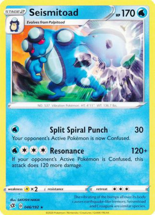 pokemon seismitoad card 052/197 - Obsidian Flames Evolves from Palpitoad Type Seismitoad 2025 Pokemon Black Bolt