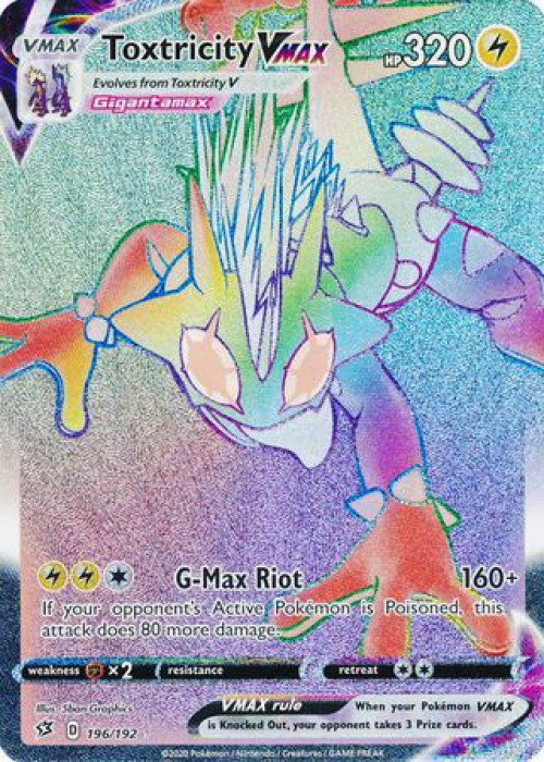Pokemon Trading Card Game Sword Shield Rebel Clash Single Card Secret Rare Toxtricity VMAX 196 - ToyWiz Pokemon Trading Card Game Sword Shield Rebel Clash Single Card Secret Rare Toxtricity VMAX 196 - ToyWiz
