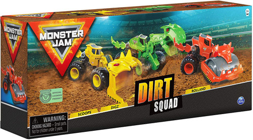 Monster Jam Dirt Squad Scoops, Digz Rolland 164 Diecast Car 3-Pack