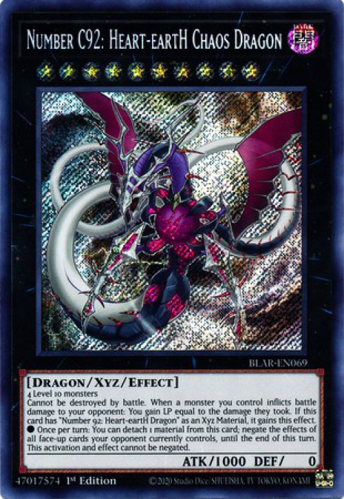 YuGiOh Battles of Legend Armageddon Secret Rare Number C92: Heart-eartH  Chaos Dragon BLAR-EN069