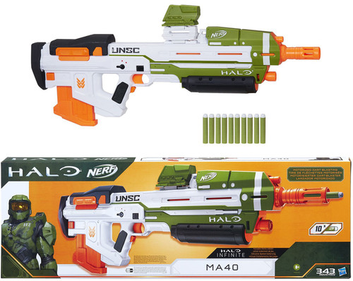 NERF Halo MA-40 Motorized Dart Blaster Includes Game Card to