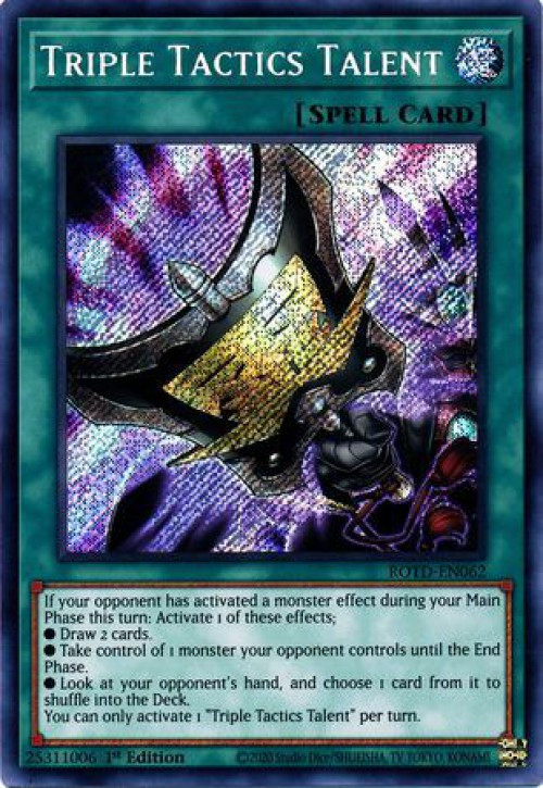 YuGiOh Rise of the Duelist Secret Rare Triple Tactics Talent ROTD-EN062