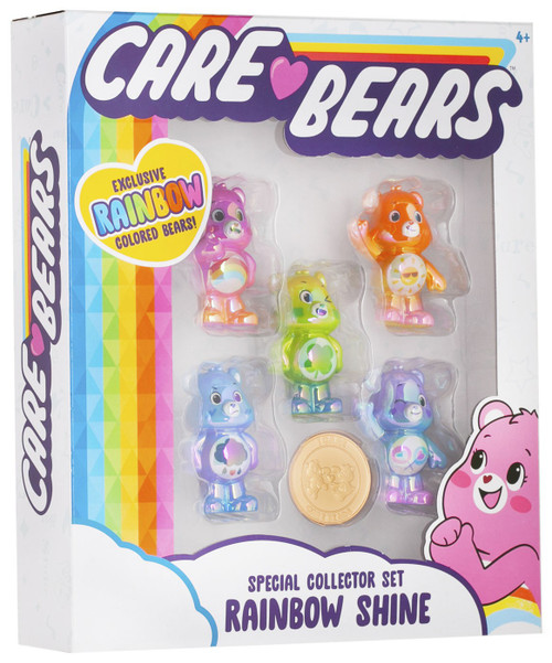 Care Bears Rainbow Shine Exclusive 2 Mini Figure 5 Pack Cheer Bear Funshine Bear Good Luck Bear Grumpy Bear Share Bear Basic Fun Toywiz - rainbow bear roblox bear mask in real life