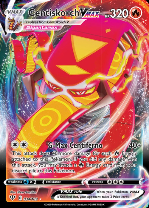 pokemon card centiskorch Centiskorch VMAX - 034/189 - Ultra Rare Darkness Ablaze - Pokemon main image 1