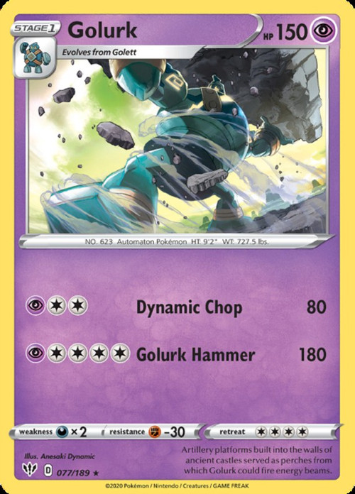 pokemon golurk card Golurk V Ultra Rare 070/203 Evolving Skies Pokemon TCG NM