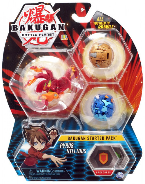 Bakugan Battle Planet Pyrus Nillious 3-Figure Starter Pack Damaged ...