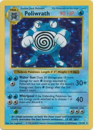 Pokemon Base Set Single Card Holo Rare Poliwrath 13 Shadowless ...