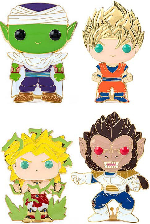 Funko Dragon Ball Z POP! Pin Super Saiyan Goku, Piccolo, Great Ape Vegeta &  Broly Set of 4 Large Enamel Pins