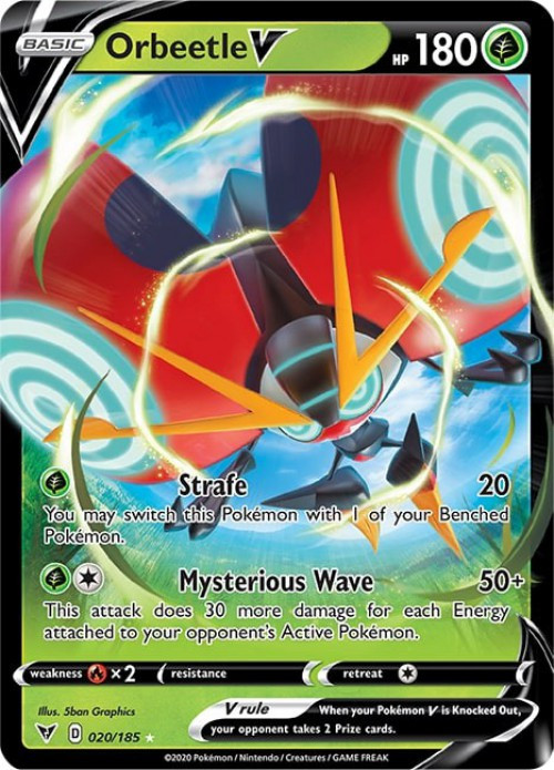 orbeetle pokemon card VMAX 021/185 Full Art Vivid Voltage Holo Rare Ne Psychic This attack does 40 more damage for each Energy attached to your opponents Active Pokemon Pokemon Card "Team Rocket's Orbeetle"