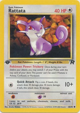 【良品】ラッタ Rattata ビードル Weedle 英語版 初期 Pokemon Team Rocket Single Card Common Rattata 66 1st Edition - ToyWiz