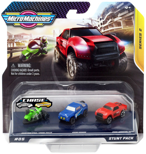 Micro Machines Series 2 Stunt Pack Vehicle 3-Pack 05 Race Cycle Trailer,  Hognose Adventure Truck Wicked Cool Toys - ToyWiz
