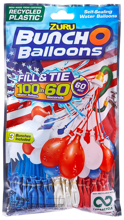 Bunch O Balloons Water Ballons Red, White Blue 3-Pack Zuru Toys