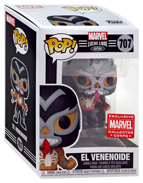 Funko Pop! Marvel Lucha Libre Set of 7: Spider-Man, Iron Man, Hulk, Captain  Marvel, Deadpool, Venom and Wolverine