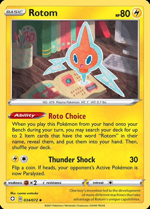 Pokemon Shining Fates Single Card Uncommon Rotom 34 - ToyWiz