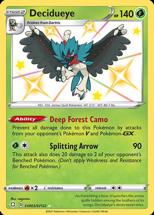 Pokemon Shining Fates Single Card Shiny Rare Decidueye SV003 - ToyWiz Pokemon Shining Fates Single Card Shiny Rare Decidueye SV003 - ToyWiz