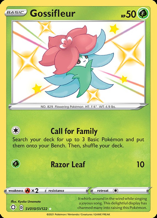Pokemon Shining Fates Single Card Shiny Rare Gossifleur SV010 - ToyWiz Pokemon Shining Fates Single Card Shiny Rare Gossifleur SV010 - ToyWiz