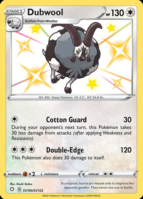 Pokemon Shining Fates Shiny Rare Dubwool Sv104
