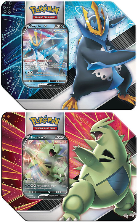 Pokemon V Strikers Empoleon V Tyranitar V Set of Both Tins Pokemon USA -  ToyWiz