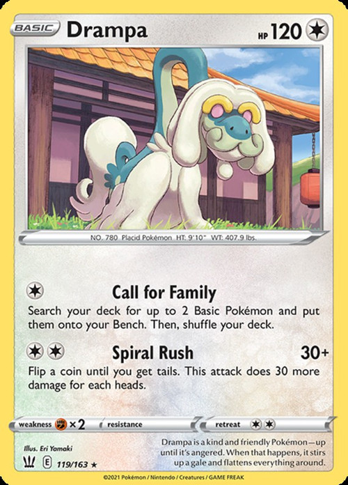 Pokemon Trading Card Game Sword Shield Battle Styles Single Card Rare Drampa  119 - ToyWiz